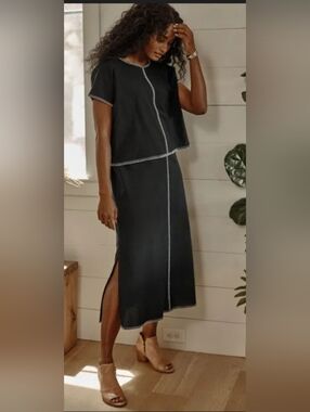 J.jill Pure Jill Two-piece Maxi Dress In Black,cream